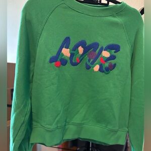Just Madison Vibrant Green Crew Neck Sweater with Colorful Embroidery